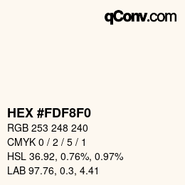 Color code: HEX #FDF8F0 | qconv.com