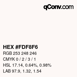 Color code: HEX #FDF8F6 | qconv.com