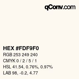 Color code: HEX #FDF9F0 | qconv.com