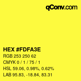 Farbcode: HEX #FDFA3E | qconv.com