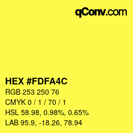 Color code: HEX #FDFA4C | qconv.com