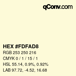 Color code: HEX #FDFAD8 | qconv.com