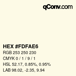 Color code: HEX #FDFAE6 | qconv.com