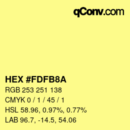 Color code: HEX #FDFB8A | qconv.com