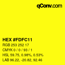 Color code: HEX #FDFC11 | qconv.com