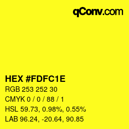 Color code: HEX #FDFC1E | qconv.com