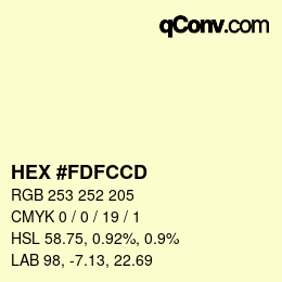 Color code: HEX #FDFCCD | qconv.com