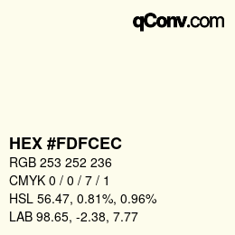Color code: HEX #FDFCEC | qconv.com