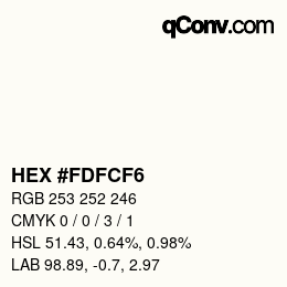 Color code: HEX #FDFCF6 | qconv.com