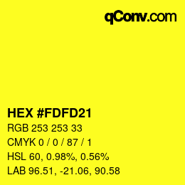 Color code: HEX #FDFD21 | qconv.com