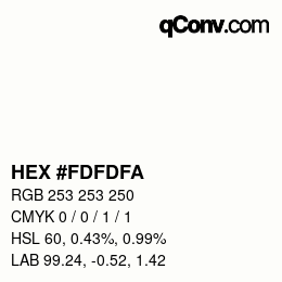 Color code: HEX #FDFDFA | qconv.com
