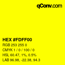 Color code: HEX #FDFF00 | qconv.com