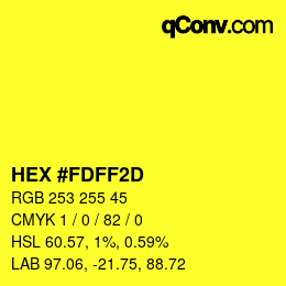 Color code: HEX #FDFF2D | qconv.com