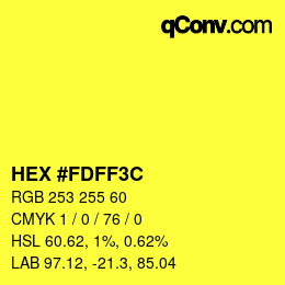 カラーコード: HEX #FDFF3C | qconv.com