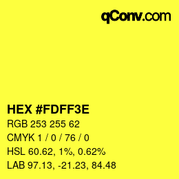 Color code: HEX #FDFF3E | qconv.com