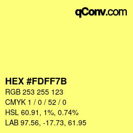 Color code: HEX #FDFF7B | qconv.com