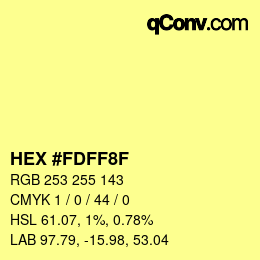 カラーコード: HEX #FDFF8F | qconv.com