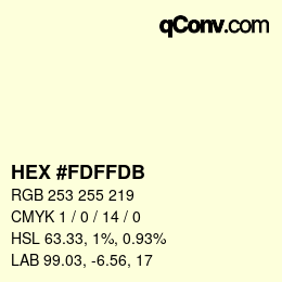 Color code: HEX #FDFFDB | qconv.com