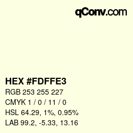 Color code: HEX #FDFFE3 | qconv.com