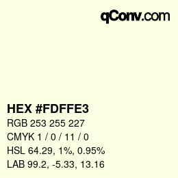 Color code: HEX #FDFFE3 | qconv.com