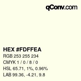 Color code: HEX #FDFFEA | qconv.com