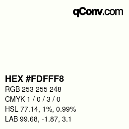 Color code: HEX #FDFFF8 | qconv.com