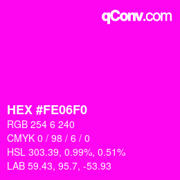 Color code: HEX #FE06F0 | qconv.com