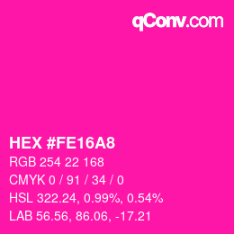 Color code: HEX #FE16A8 | qconv.com