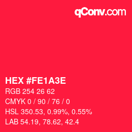 Farbcode: HEX #FE1A3E | qconv.com