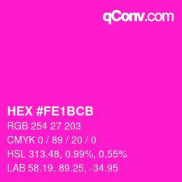 Color code: HEX #FE1BCB | qconv.com
