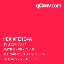 Color code: HEX #FE1E4A | qconv.com