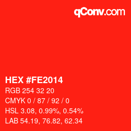 Color code: HEX #FE2014 | qconv.com