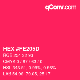 颜色代码: HEX #FE205D | qconv.com