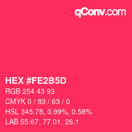 Color code: HEX #FE2B5D | qconv.com