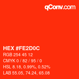 Color code: HEX #FE2D0C | qconv.com