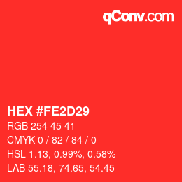 Color code: HEX #FE2D29 | qconv.com