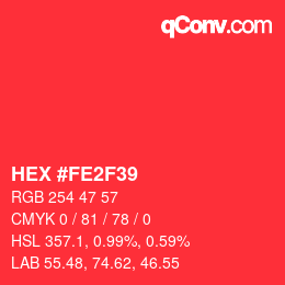 Código de color: HEX #FE2F39 | qconv.com