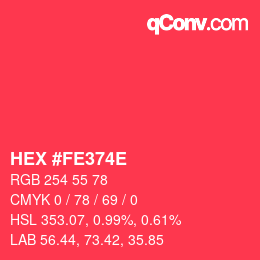 Color code: HEX #FE374E | qconv.com