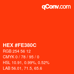カラーコード: HEX #FE380C | qconv.com