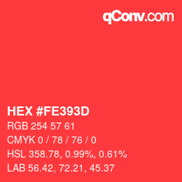 Código de color: HEX #FE393D | qconv.com