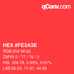 Color code: HEX #FE3A3E | qconv.com