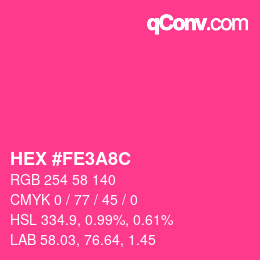 Color code: HEX #FE3A8C | qconv.com