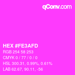 カラーコード: HEX #FE3AFD | qconv.com
