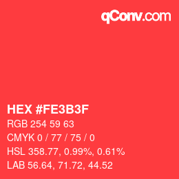 Color code: HEX #FE3B3F | qconv.com