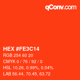 Color code: HEX #FE3C14 | qconv.com