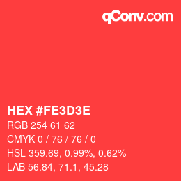 Color code: HEX #FE3D3E | qconv.com