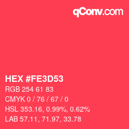 カラーコード: HEX #FE3D53 | qconv.com