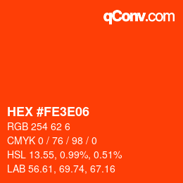 Color code: HEX #FE3E06 | qconv.com