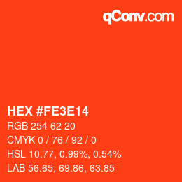 Color code: HEX #FE3E14 | qconv.com