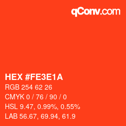 颜色代码: HEX #FE3E1A | qconv.com